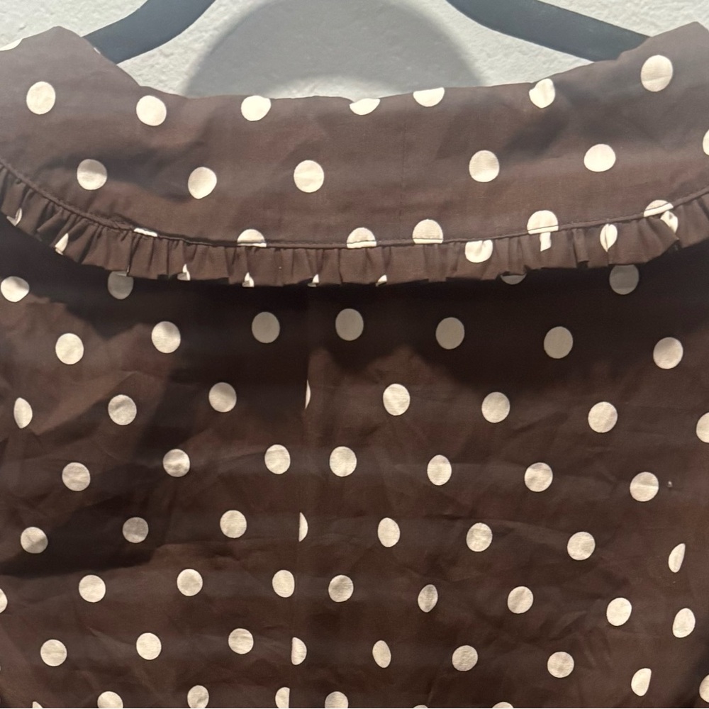 Lotus & Lavender Brown Polka Dot Ruffle Blouse - Picture 6 of 7